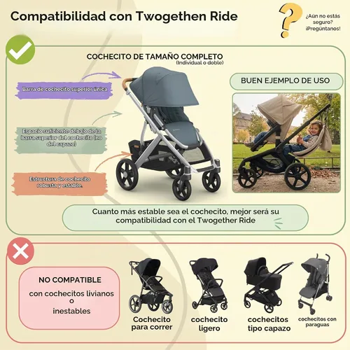 Vista 3 de Accesorio para asiento de hamaca. Alternativa para la tabla universal de cochecito si necesitas un cochecito doble para bebés y niños pequeños