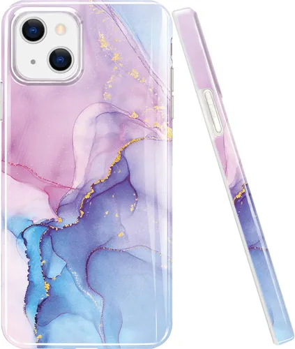 Vista 7 de luolnh Funda dorada brillante compatible con iPhone 14, diseño de mármol, a prueba de golpes, de silicona suave, a prueba de golpes, funda