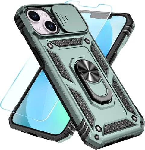 Vista 30 de SunStory Funda compatible con iPhone 12 Pro Max con protector de pantalla HD, cubierta de cámara deslizante y soporte de anillo giratorio