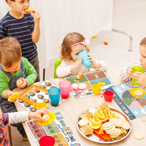 Vista 5 de Juego de 8 manteles individuales para niños y niñas con diseño de esquina relajante, diseño bohemio, para salud mental, antideslizante, lavable