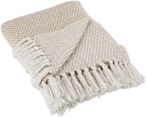 Vista 19 de DII - Manta rústica de algodón con flecos para silla, sofá, picnic, camping, playa, uso diario