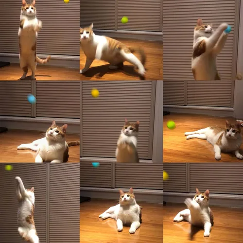 Vista 5 de Pelotas de juguete para gatos de fieltro 100% lana, paquete de 6, 3 colores, tamaño natural, duradero y seguro para gatos