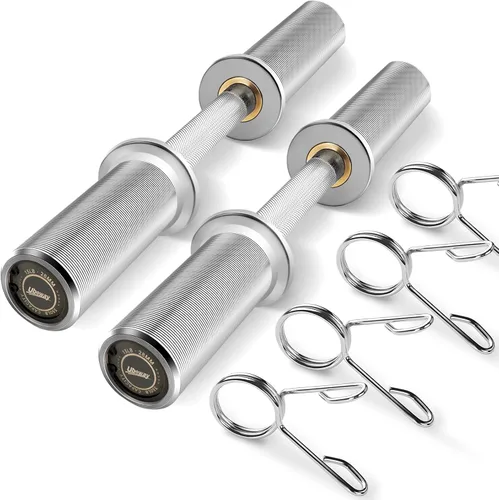 Vista 10 de Uboway Manijas de mancuernas olímpicas de 16"/20": barras de mancuernas cargables, asas de levantamiento de pesas resistentes, compatibles con placa
