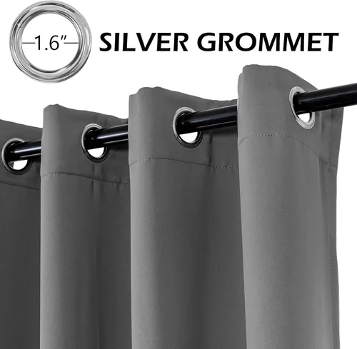 Vista 2 de MYSKY HOME Cortinas opacas de 90 pulgadas de largo para sala de estar, cortinas grises para dormitorio, cortinas con aislamiento térmico gris