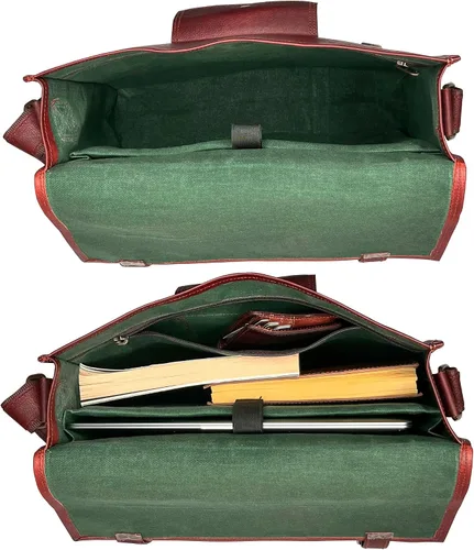 Vista 2 de Bolso bandolera de cuero para hombre, maletín de cuero de grano completo de 14 pulgadas para laptop, bolso vintage para computadora, bolsa cruzada