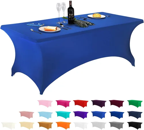 Vista 67 de LZY Cubierta de Mesa Elástica Ajustable de Spandex para Mesa Plegable de 6 pies, 4 pies o 8 pies, Mantel de Cóctel Rectangular, Perfecto para Champn