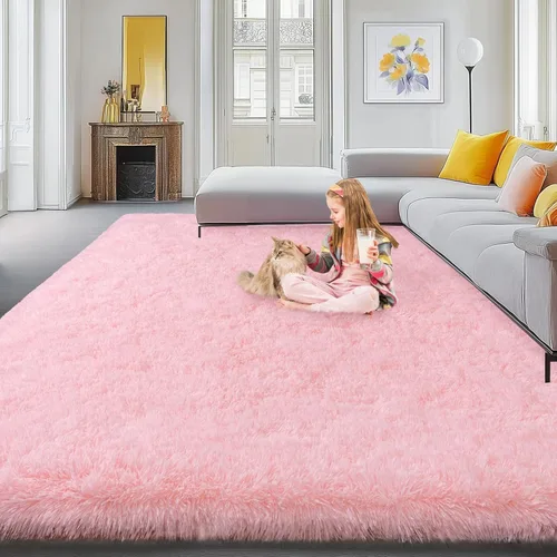 Vista 47 de Alfombras lanudas para dormitorio, sala de estar, dormitorio universitario, habitación de niños, decoración, alfombra suave y moderna