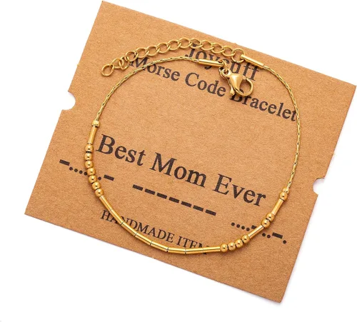 Vista 94 de JoycuFF Pulseras inspiradoras de código morse para mujeres, cuentas de plata, joyería con mantra de motivación, regalos para ella