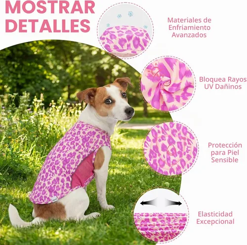 Vista 5 de Camiseta para perro con protección solar UPF 50+, paquete de 2 chalecos ligeros sin mangas para perros pequeños y niñas, tiras reflectantes, ropa