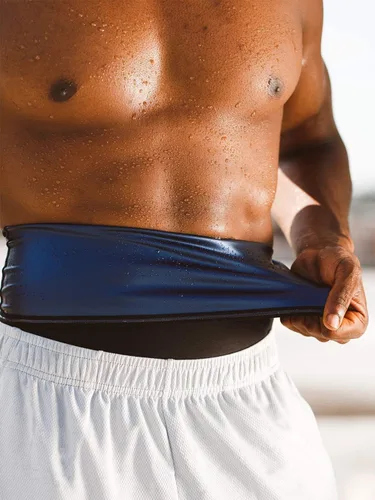 Vista 4 de Sweat Shaper Faja reductora de cintura premium para hombres, cinturón de sauna para entrenamiento de cintura, sin neopreno, cinturón adelgazante