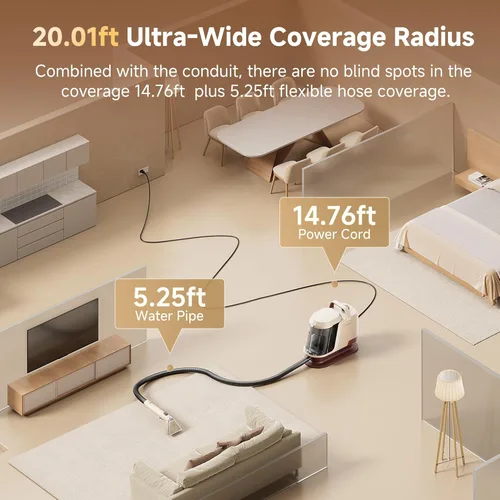 Vista 6 de Uwant Máquina limpiadora de alfombras portátil de 22 Kpa para mascotas, máquina limpiadora de tapicería con solución oxy, juego de 1 para manchas
