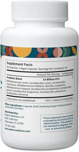 Vista 3 de Pattern Wellness Suplemento probiótico - 51 mil millones de UFC - Apoya el equilibrio digestivo y el bienestar intestinal - De origen consciente