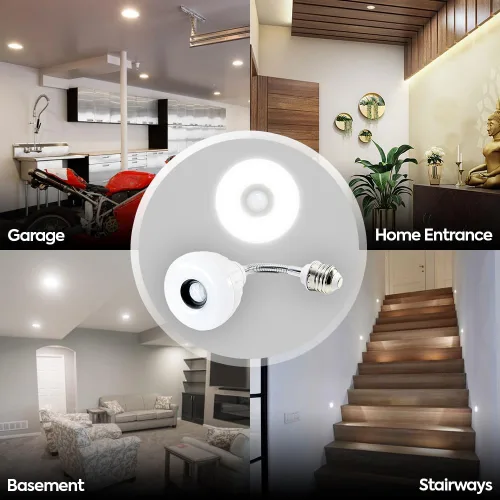 Vista 5 de Sensor de movimiento LED y sensor de luz, lámpara automática direccional flexible con bombilla E26, luz nocturna PIR del anochecer al amanecer, 5 W