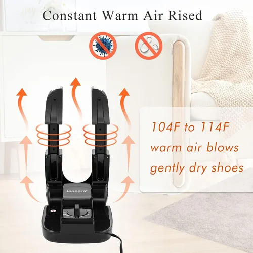 Vista 2 de Secador de botas con temporizador, calentador de calor para botas de trabajo, guantes, pies sudorosos, tenis, secadora portátil con estante plegable
