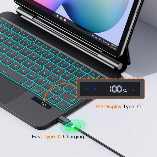 Vista 3 de JUQITECH Magic Keyboard - Funda para Samsung Galaxy Tab S6 Lite de 10.4 pulgadas, soporte magnético flotante voladizo inalámbrico retroiluminado
