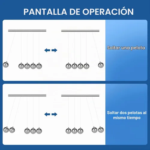 Vista 5 de Péndulo de Newton con Bolas de Equilibrio, Péndulo Clásico de Newton con Base de Tablero de Ajedrez Plateado y Blanco, Gadget de Física Científica