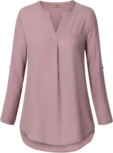 Vista 4 de Timeson - Blusa informal de gasa para mujer con cuello en V y manga 34