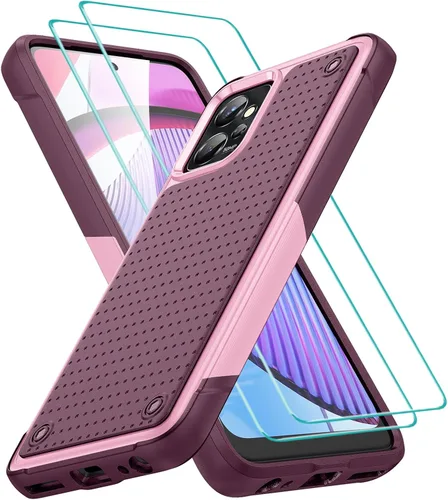 Vista 21 de Jeylly Funda para Motorola G Power 5G (2023) con 2PCS protectores de pantalla de vidrio, protección resistente de plástico duro+parachoques