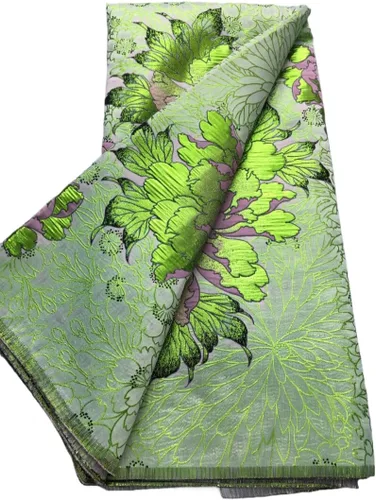 Vista 13 de Tela de encaje africano bordado francés Brocado Jacquard tejido de encaje 5 yardas de tela de encaje dorado para costura de vestido de fiesta