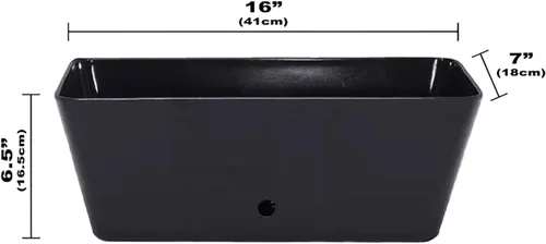 Vista 2 de Maceta de bambú con riego automático de 16 pulgadas, maceta rectangular ecológica para interiores y exteriores, maceta de bambú sostenible con Negro