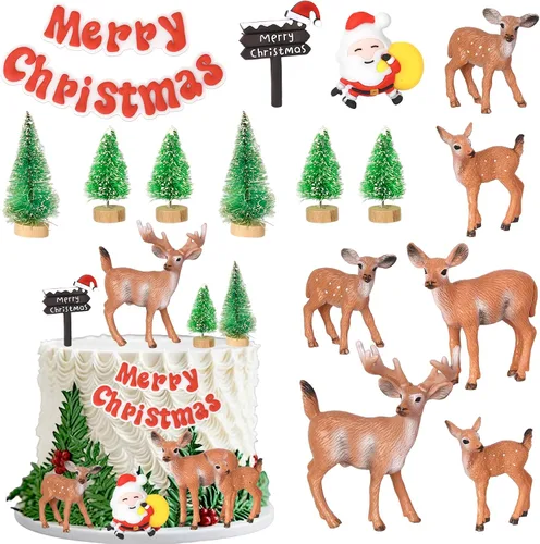 Vista 18 de Paquete de 24 Adornos Navideños Oh Baby para Cupcakes con Sombrero de Navidad con Purpurina, Palillos de Comida para Baby Shower para Niños y Niñas