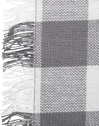 Vista 2 de DII Colección de Mesa a Cuadros Pesada con Flecos, Camino de Mesa, 14x72 pulgadas, Gris 2-Gris