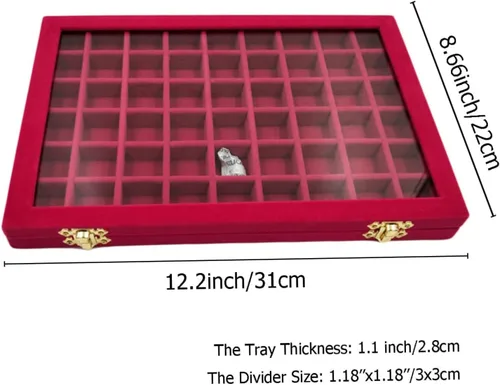 Vista 2 de LokweeTal Caja de almacenamiento de joyería con cerradura para adornos, gerente de almacenamiento, caja de exhibición de joyería de terciopelo