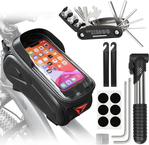 Vista 8 de Kit de Reparación de Bicicleta, Bolsa de Reparación de Bicicleta con Bomba de Neumáticos, Kit de Herramientas de Bicicleta para Viajes de Camping
