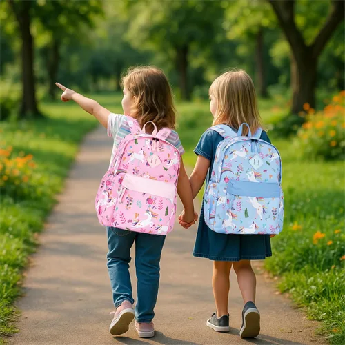 Vista 9 de KK CRAFTS Mochila preescolar para jardín de infantes y niños pequeños, mochilas escolares para niños y niñas con correa para el pecho, Azul