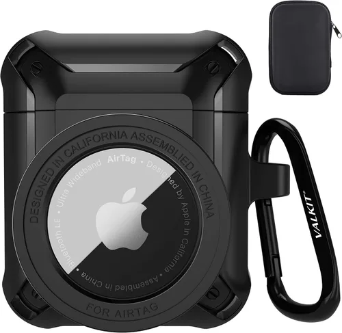 Vista 9 de Valkit Funda para Airpods para hombres con cerradura, funda de cuerpo completo con llavero para AirPods de Apple a prueba de golpes, funda