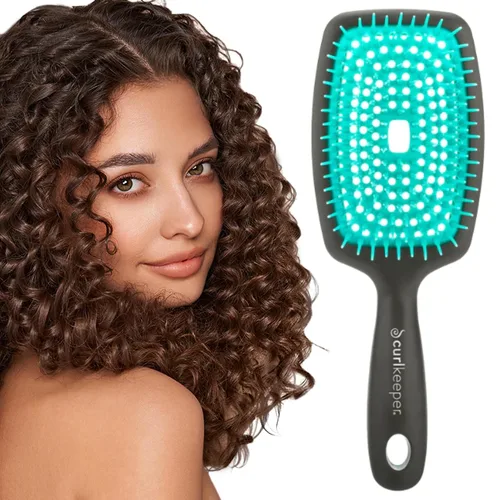 Vista 7 de Curl Keeper Flexy - Cepillo de pelo morado para desenredar con cerdas flexibles para uso en la ducha, peinar rizos y eliminar nudos, accesorios