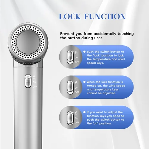 Vista 5 de Natrial Secador de Pelo Iónico Profesional con Difusor para Cabello Rizado, Secador de 1600W y 110000 RPM de Alta Velocidad para Mujeres, Secado