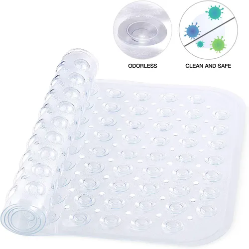 Vista 7 de YINENN Tapetes para bañera de 31 x 15.5 pulgadas, antideslizantes y sin látex, con ventosas, lavables a máquina, con orificios de drenaje