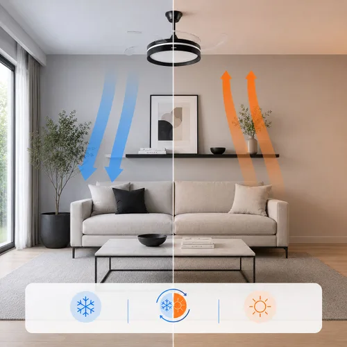 Vista 6 de Ventilador de Techo con Luz LED, 4 Aspas Retráctiles y Mando a Distancia InnovaGoods