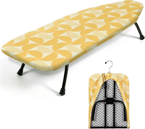 Vista 16 de SheeChung Tabla de Planchar Pequeña de Mesa 32" L x 12" A, Tabla de Planchar Plegable con Descanso para Plancha, Base de Metal de Malla, Funda