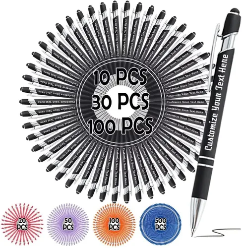 Vista 17 de Bolígrafos personalizados, bolígrafo grabado personalizado con punta de lápiz capacitivo, bolígrafo de tinta retráctil personalizado para escritura
