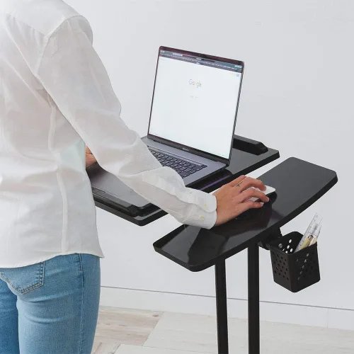 Vista 5 de Escritorio ajustable para laptop con ruedas, escritorio ajustable para cama, carrito ajustable para laptop, mesa sobre la cama, mesa auxiliar
