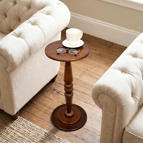 Vista 15 de SwallowLiving Mesa de bebida de madera maciza para espacios pequeños, mesa