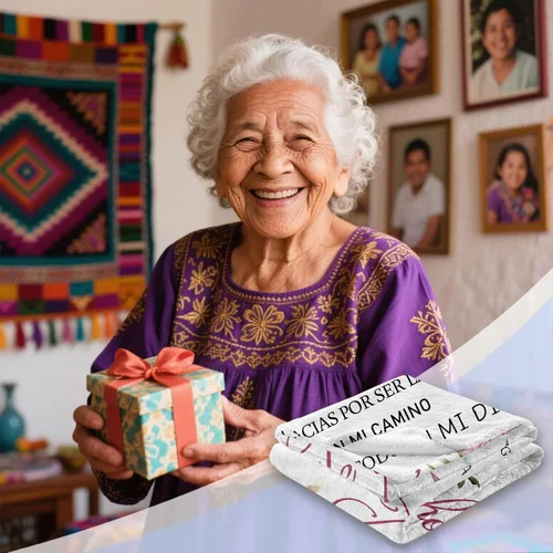 Vista 2 de Regalos de Abuela en español, manta de abbuelita de 60 x 50 pulgadas, regalos para abuelo en español, regalos para abuela en español, regalo