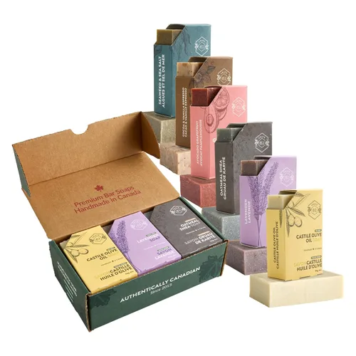 Vista 7 de Crate 61 Organics, Hecho a mano en Canadá, jabón en barra natural de proceso frío a base de plantas, con aceites esenciales de primera calidad, piel