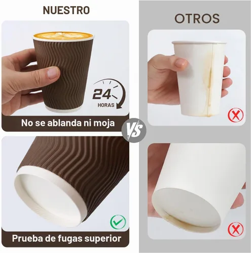 Vista 4 de Paquete de 100 tazas de café desechables de 8 oz con tapas, tazas de café caliente para llevar con tapas, tazas aisladas para bebidas calientes