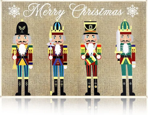 Vista 7 de Minatee Tapete Cascanueces Tapete de Puerta Felices Fiestas Tapete Lavable Antideslizante Alfombras de Piso Tapete de Piso Soldado de Navidad