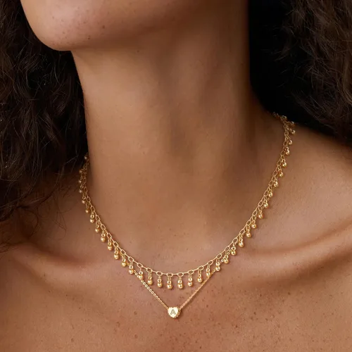 Vista 3 de Collar de corazón con inicial de oro pequeño, chapado en oro de 14 quilates, hecho a mano, delicado collar de corazón con letra para mujer, collar