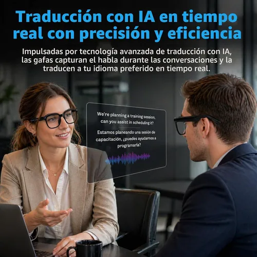 Vista 4 de Gafas inteligentes AI con cámara, video 4K, traducción en tiempo real