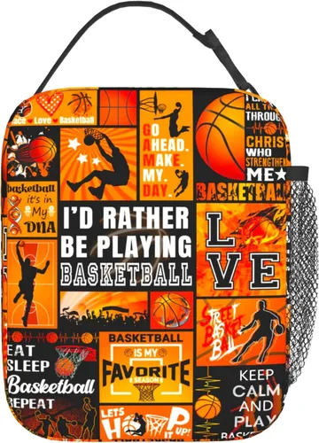 Vista 2 de Lonchera de baloncesto con aislamiento térmico para hombres, mujeres, niños, niñas, niños, caja de almuerzo portátil reutilizable para el trabajo