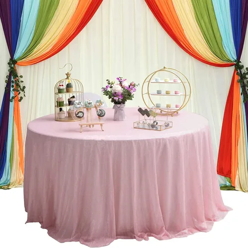 Vista 16 de Mantel de lentejuelas color azul bebé de 50" Cubierta de mesa con purpurina redonda color azul claro de lentejuelas metálicas Sobremanteles de mesa