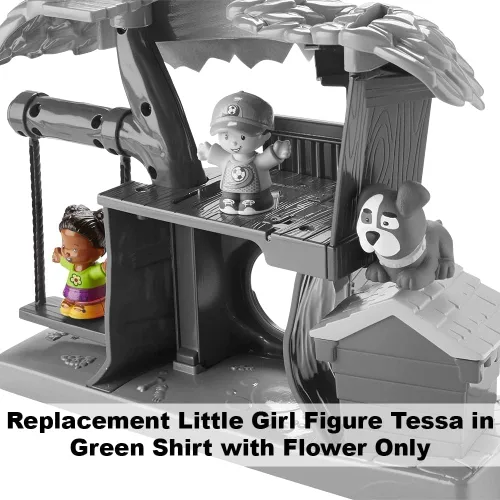 Vista 4 de Pieza de repuesto para juego Fisher-Price Little People Swing & Share Treehouse - DYF19 ~ Figura de repuesto para niña Tessa ~ Camisa verde con flor