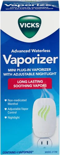 Vista 5 de Vicks Vaporizador Avanzado de Vapores Calmantes Sin Agua con Luz Nocturna y VapoPads para Ayudar a Aliviar las Molestias de Resfriados y Gripe, 1