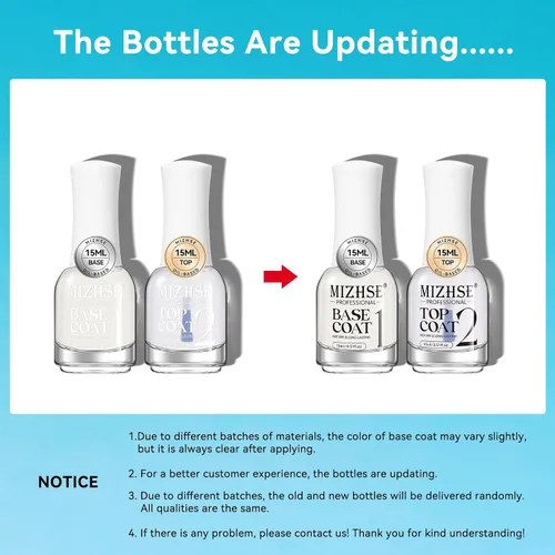 Vista 2 de MIZHSE Esmalte de uñas base y capa superior de secado rápido, 15 ml 0.5 fl oz Esmalte de uñas básico no gel de secado al aire rápido, protector