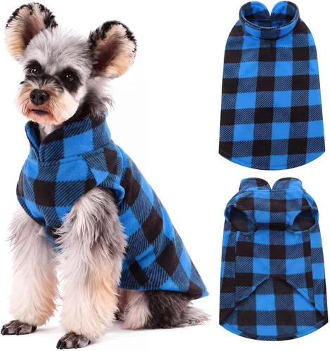Vista 10 de Kuoser Chaleco de vellón para perro, suéter a cuadros para perro con Rojo Plaid